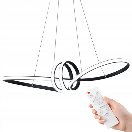 Juodas modernus pakabinamas lubinis šviestuvas – 70 cm LED sietynas su nuotolinio valdymo pulteliu, 3 šviesos spalvos
