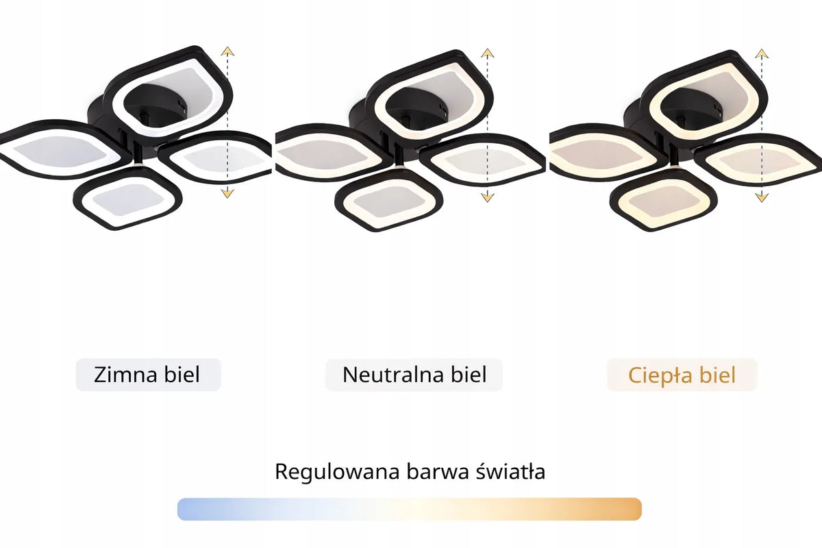 Juodas modernus pakabinamas lubinis šviestuvas – LED sietynas su nuotolinio valdymo pulteliu