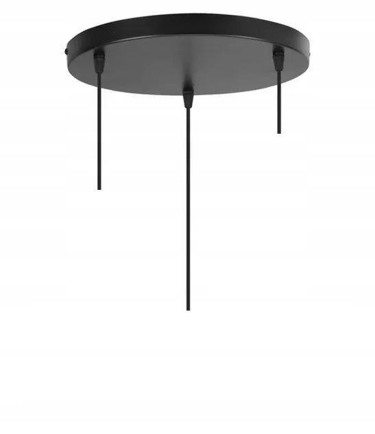Juodas pakabinamas lubinis šviestuvas LED-ONE, industrinis loft stiliaus, juodos medienos gaubtai, 3 x E27