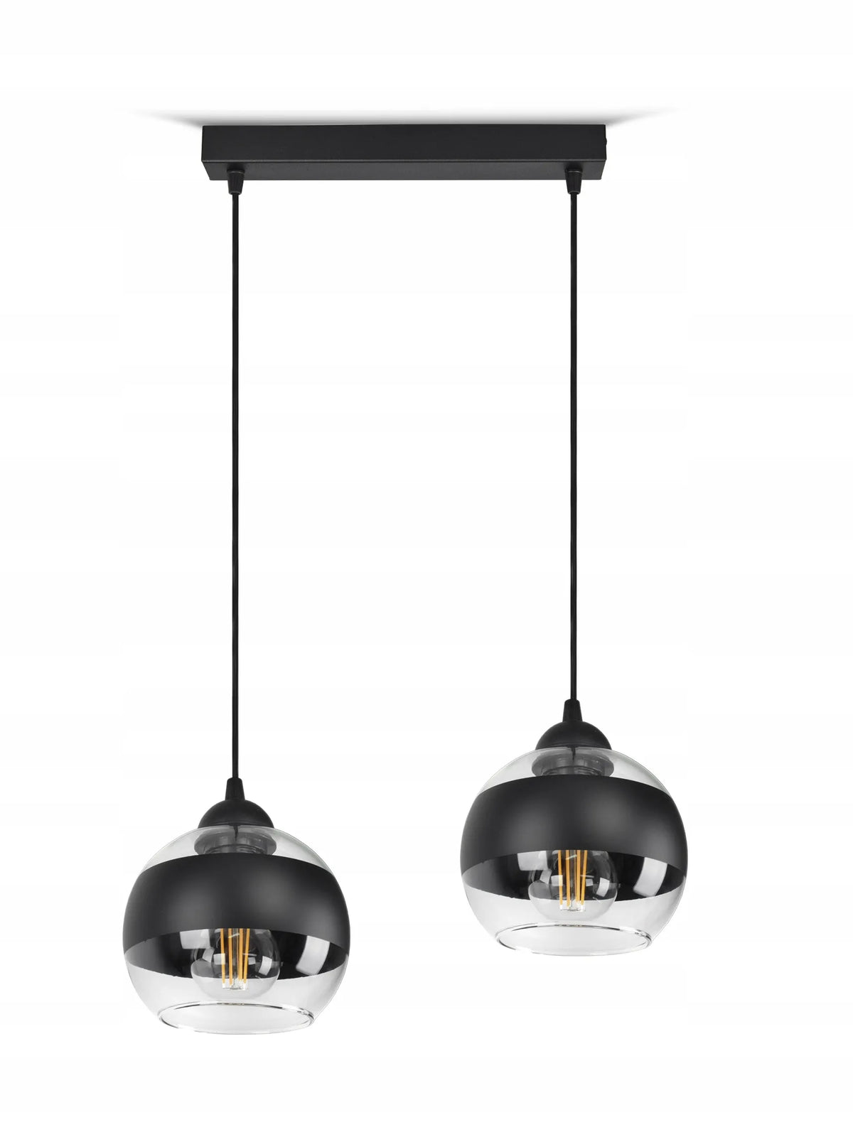 Juodas pakabinamas lubinis šviestuvas-sietynas su stikliniais gaubtais Black Belt BZ2 LED E27