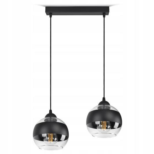 Juodas pakabinamas lubinis šviestuvas-sietynas su stikliniais gaubtais Black Belt BZ2 LED E27