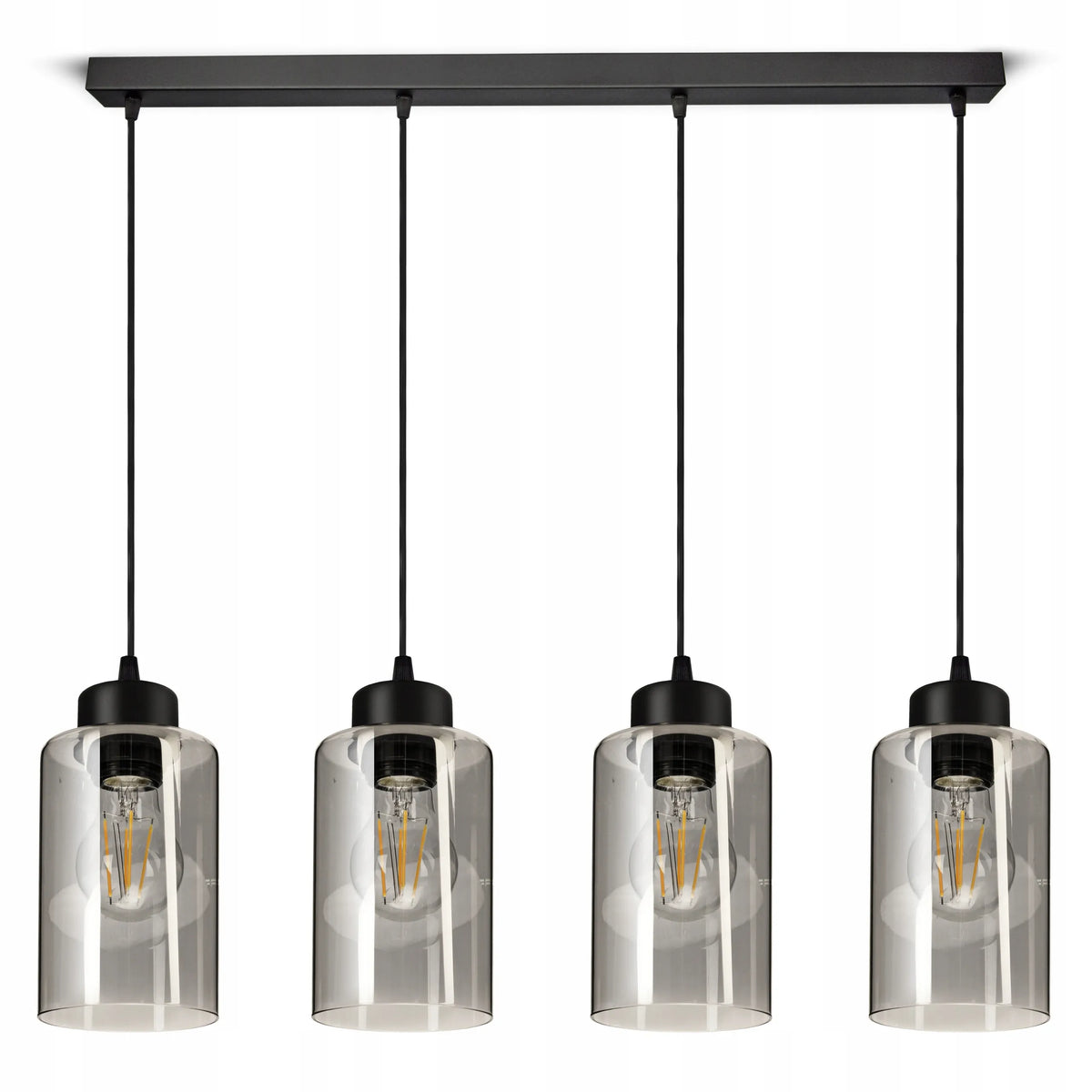 Kabamasis lubinis šviestuvas, juodas stiklinis „Glass Tube“ 535-BZ4 LED E27
