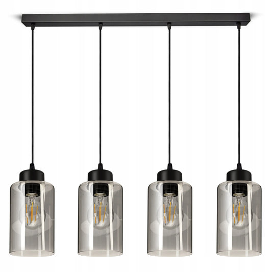 Kabamasis lubinis šviestuvas, juodas stiklinis „Glass Tube“ 535-BZ4 LED E27