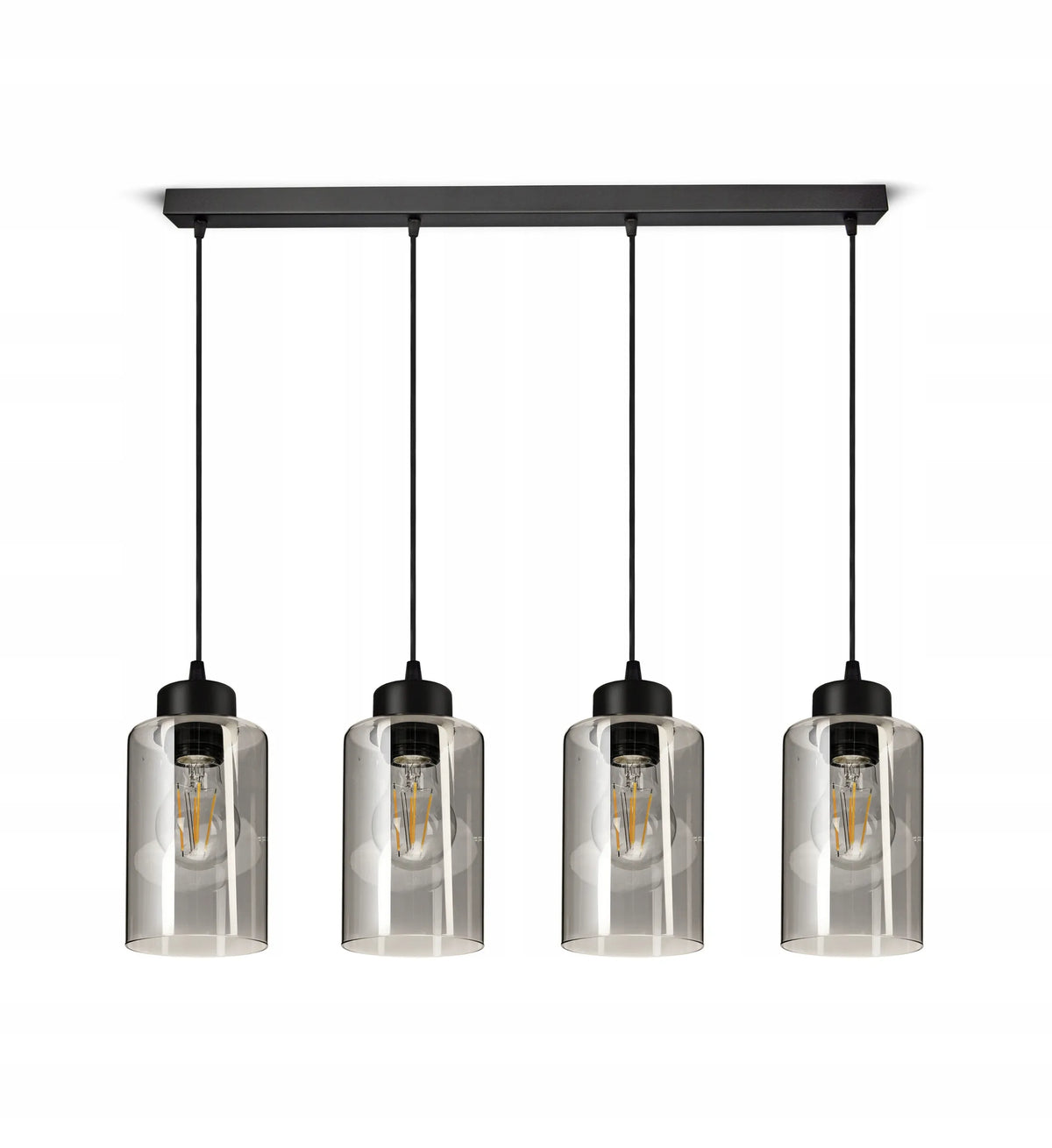 Kabamasis lubinis šviestuvas, juodas stiklinis „Glass Tube“ 535-BZ4 LED E27