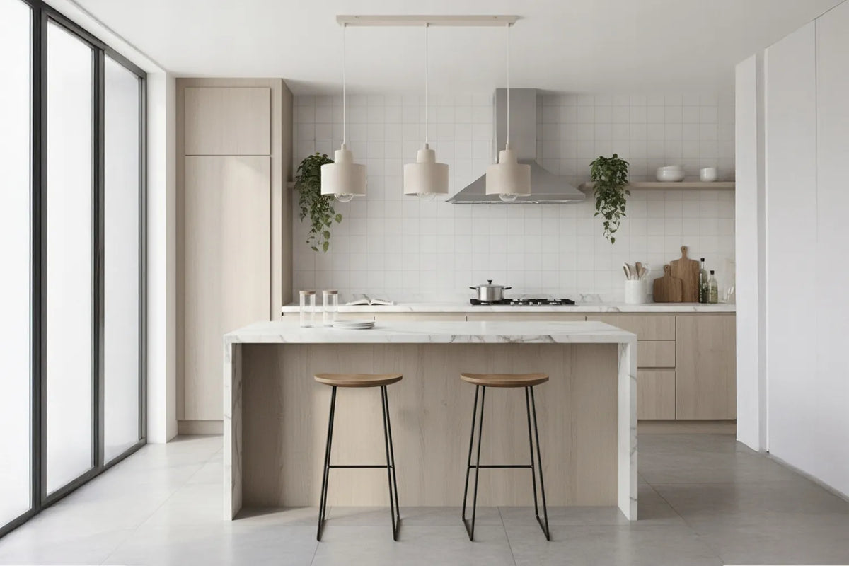 Kabamasis lubinis šviestuvas „Light Home“ virtuvei ir svetainei, trigubas, smėlio spalvos, kašmyro stiliaus