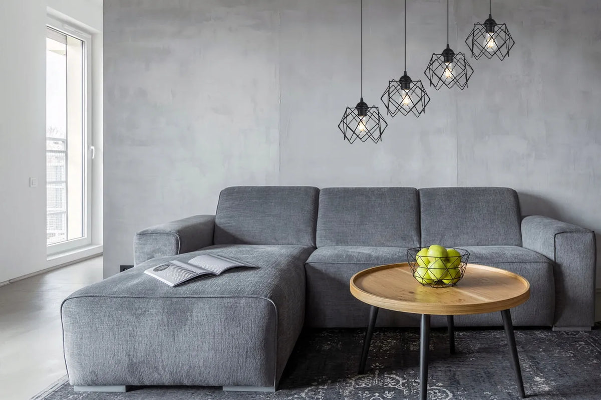 Kabamasis lubinis šviestuvas „Stella“ – juodas loft stiliaus šviestuvas virtuvei, svetainei ir kambariui