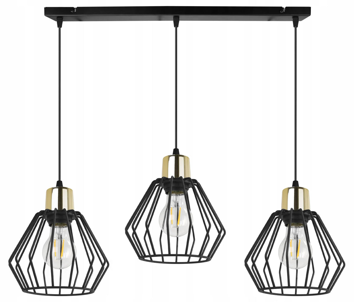 Kabantinis lubinis šviestuvas „Light Home Nuvola“ NUVOLA 2500/3, juodas su auksiniais atspalviais, 3 lempučių, lofto stiliaus