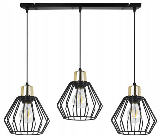 Kabantinis lubinis šviestuvas „Light Home Nuvola“ NUVOLA 2500/3, juodas su auksiniais atspalviais, 3 lempučių, lofto stiliaus