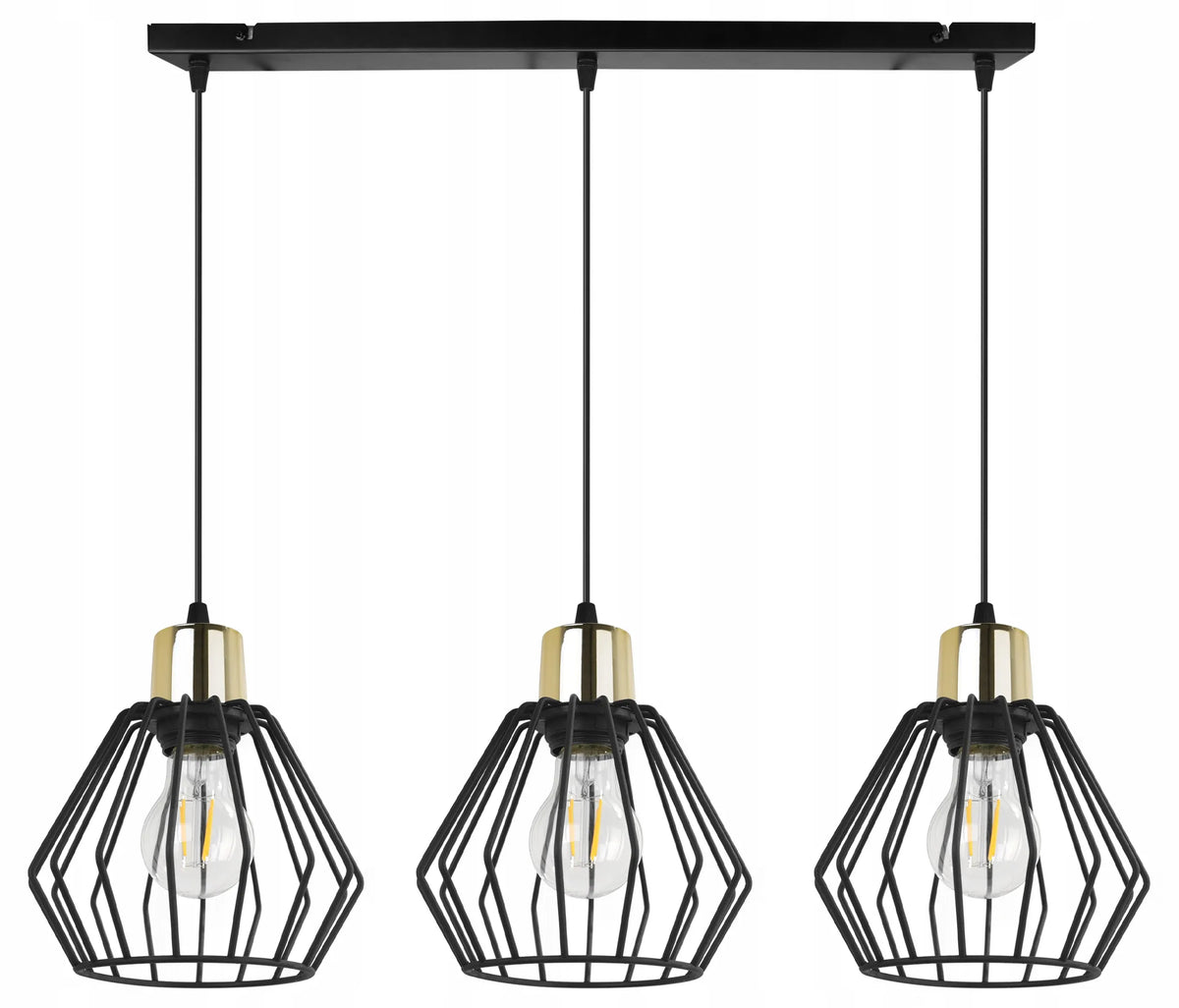 Kabantinis lubinis šviestuvas „Light Home Nuvola“ NUVOLA 2500/3, juodas su auksiniais atspalviais, 3 lempučių, lofto stiliaus