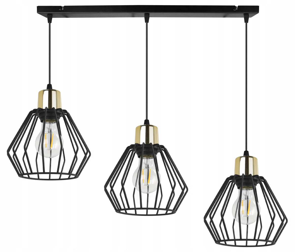 Kabantinis lubinis šviestuvas „Light Home Nuvola“ NUVOLA 2500/3, juodas su auksiniais atspalviais, 3 lempučių, lofto stiliaus