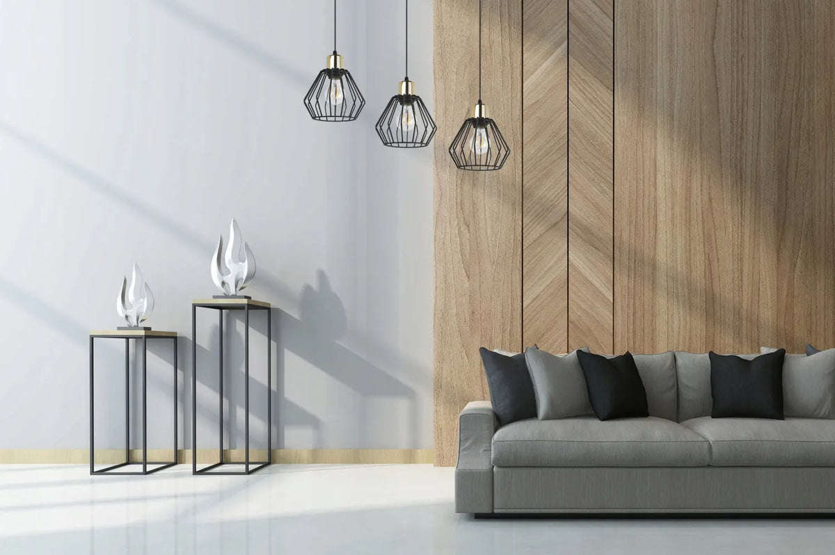 Kabantinis lubinis šviestuvas „Light Home Nuvola“ NUVOLA 2500/3, juodas su auksiniais atspalviais, 3 lempučių, lofto stiliaus