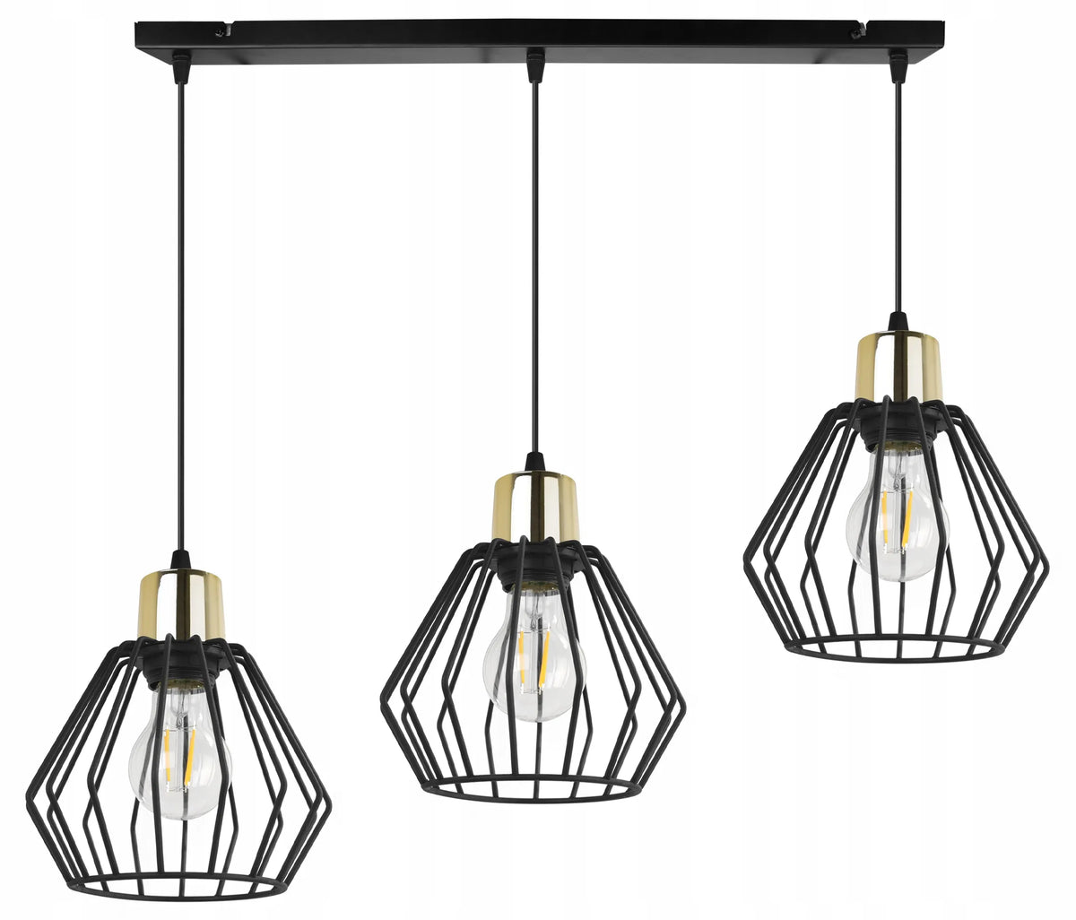 Kabantinis lubinis šviestuvas „Light Home Nuvola“ NUVOLA 2500/3, juodas su auksiniais atspalviais, 3 lempučių, lofto stiliaus
