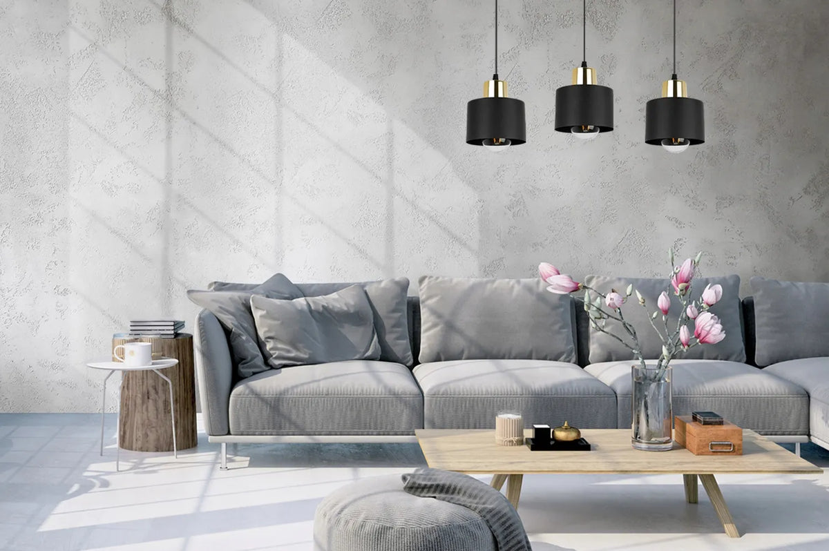 Kabantinis lubinis šviestuvas, trigubas juodas šviestuvas virtuvei, metalinis loft stiliaus gaubtas