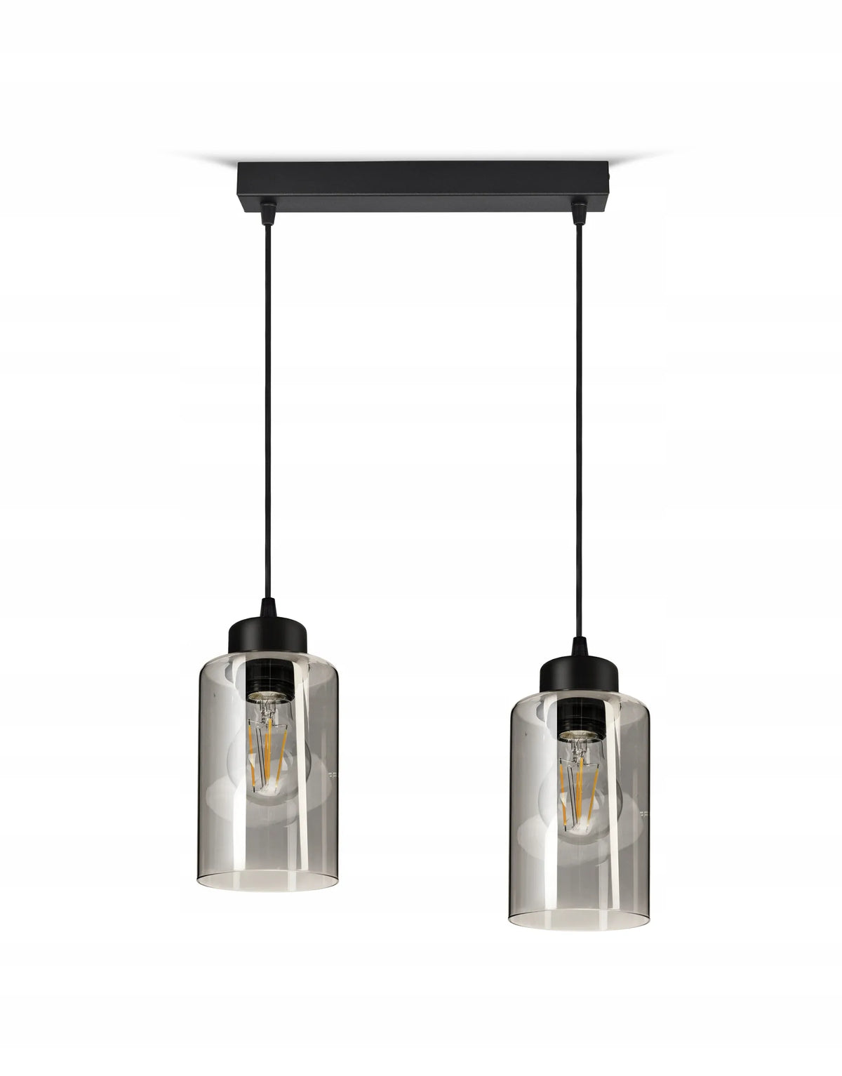 Kabantis lubinis šviestuvas „Glass Tube“ 535-BZ2, juodas, stiklinis, LED E27
