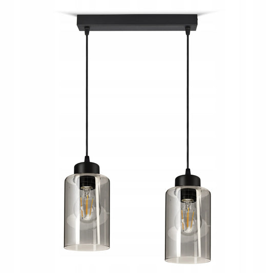 Kabantis lubinis šviestuvas „Glass Tube“ 535-BZ2, juodas, stiklinis, LED E27