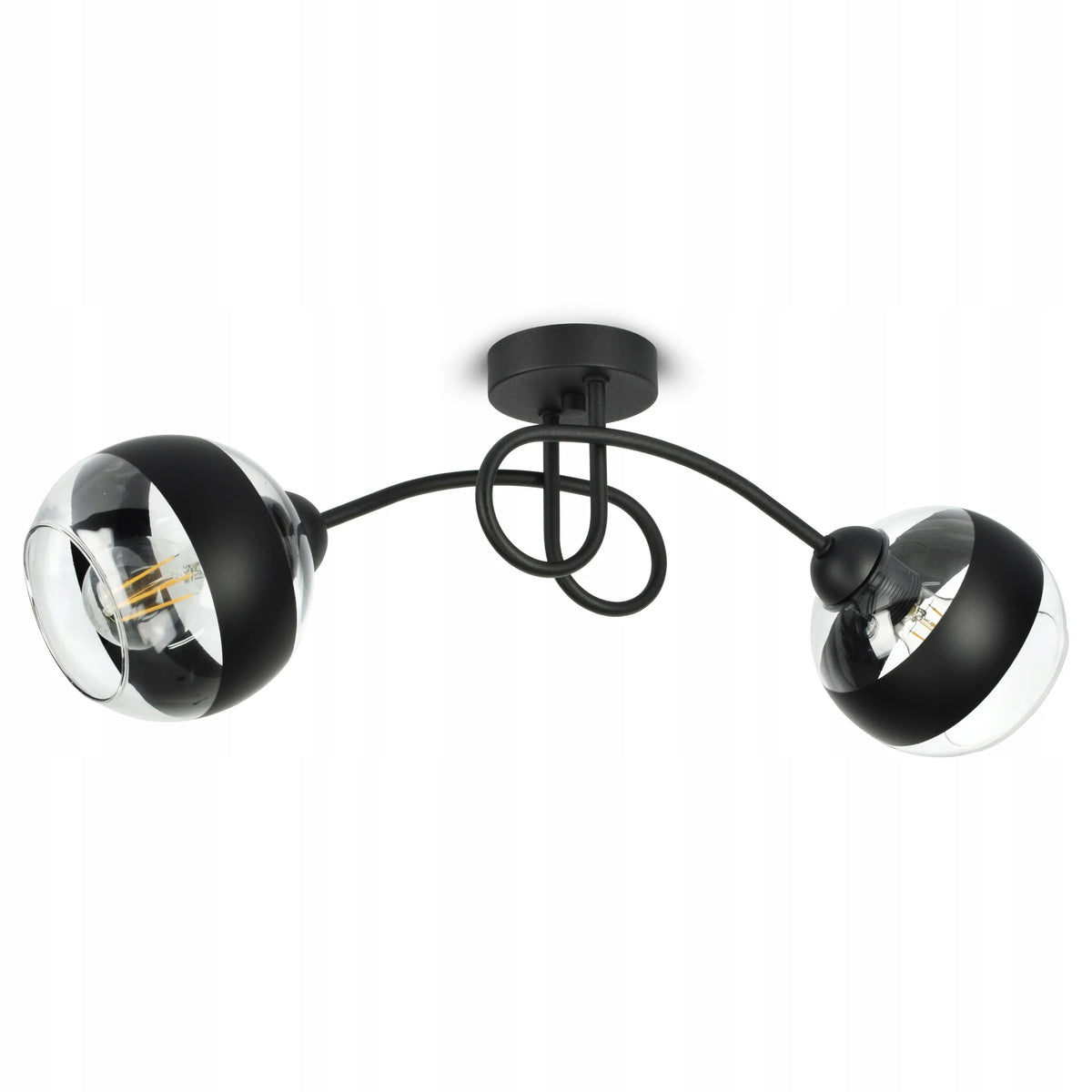 Kabantis lubinis šviestuvas – juodas sietynas su stikliniais gaubtais Black Belt PE2 LED E27