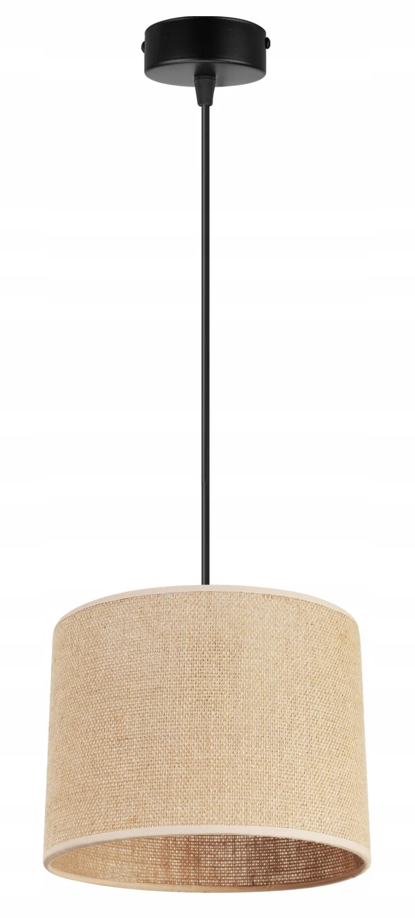 Kabantis lubinis šviestuvas „Light Home JUTA 2450/20“ su viengubu boho stiliaus tekstiliniu gaubtu, juodas ir smėlio spalvos