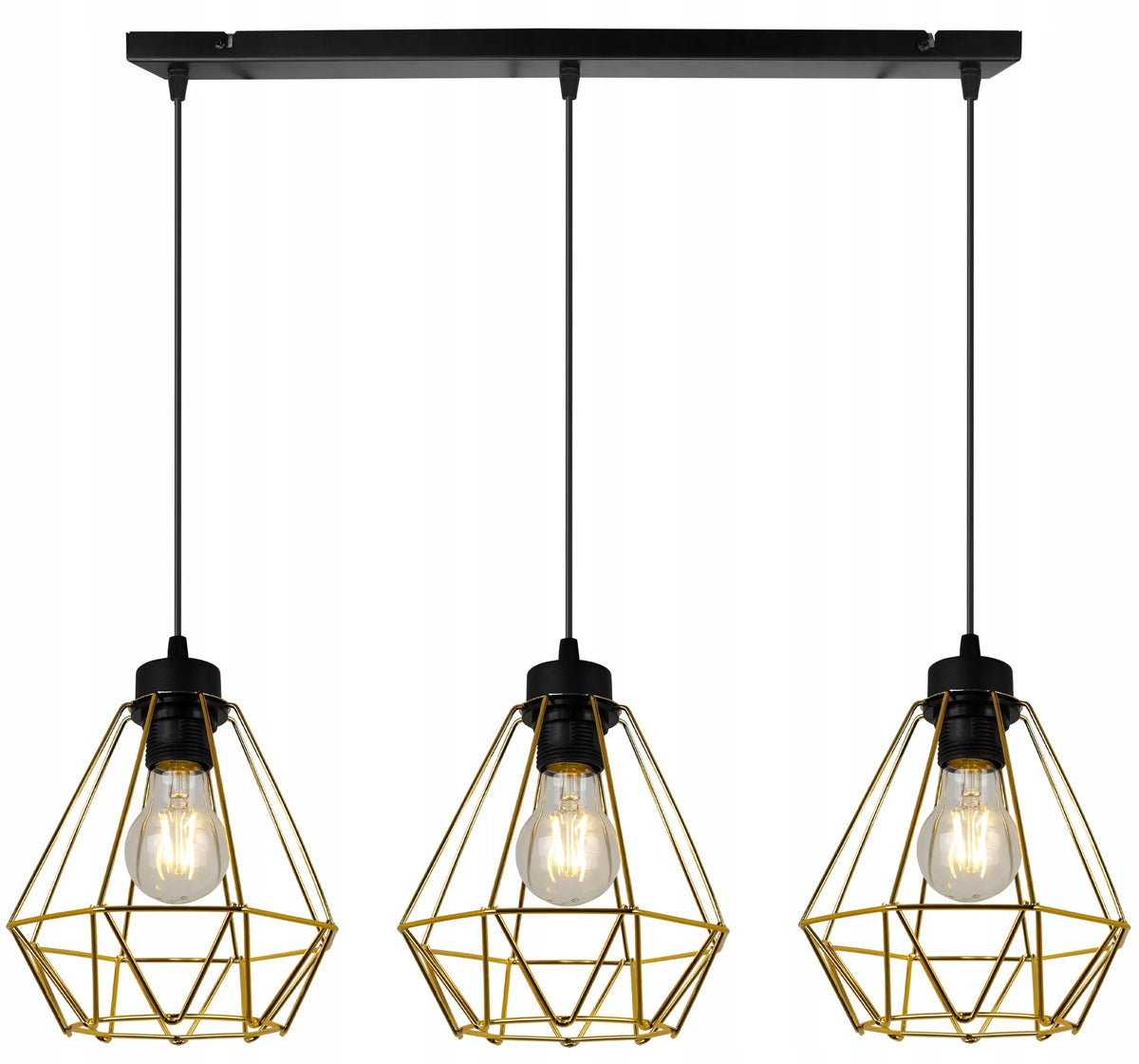 Kabantis lubinis šviestuvas „NUVOLA GOLD 2034/3“, auksinis, lofto ir glamour stiliaus, elegantiškas, trigubas