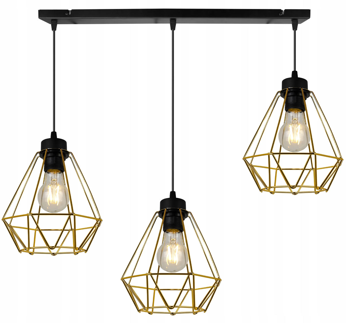 Kabantis lubinis šviestuvas „NUVOLA GOLD 2034/3“, auksinis, lofto ir glamour stiliaus, elegantiškas, trigubas