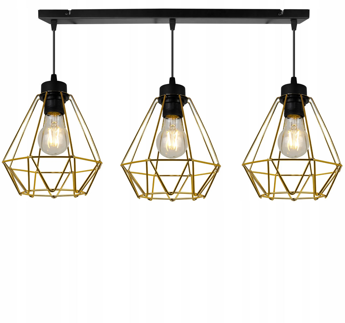 Kabantis lubinis šviestuvas „NUVOLA GOLD 2034/3“, auksinis, lofto ir glamour stiliaus, elegantiškas, trigubas