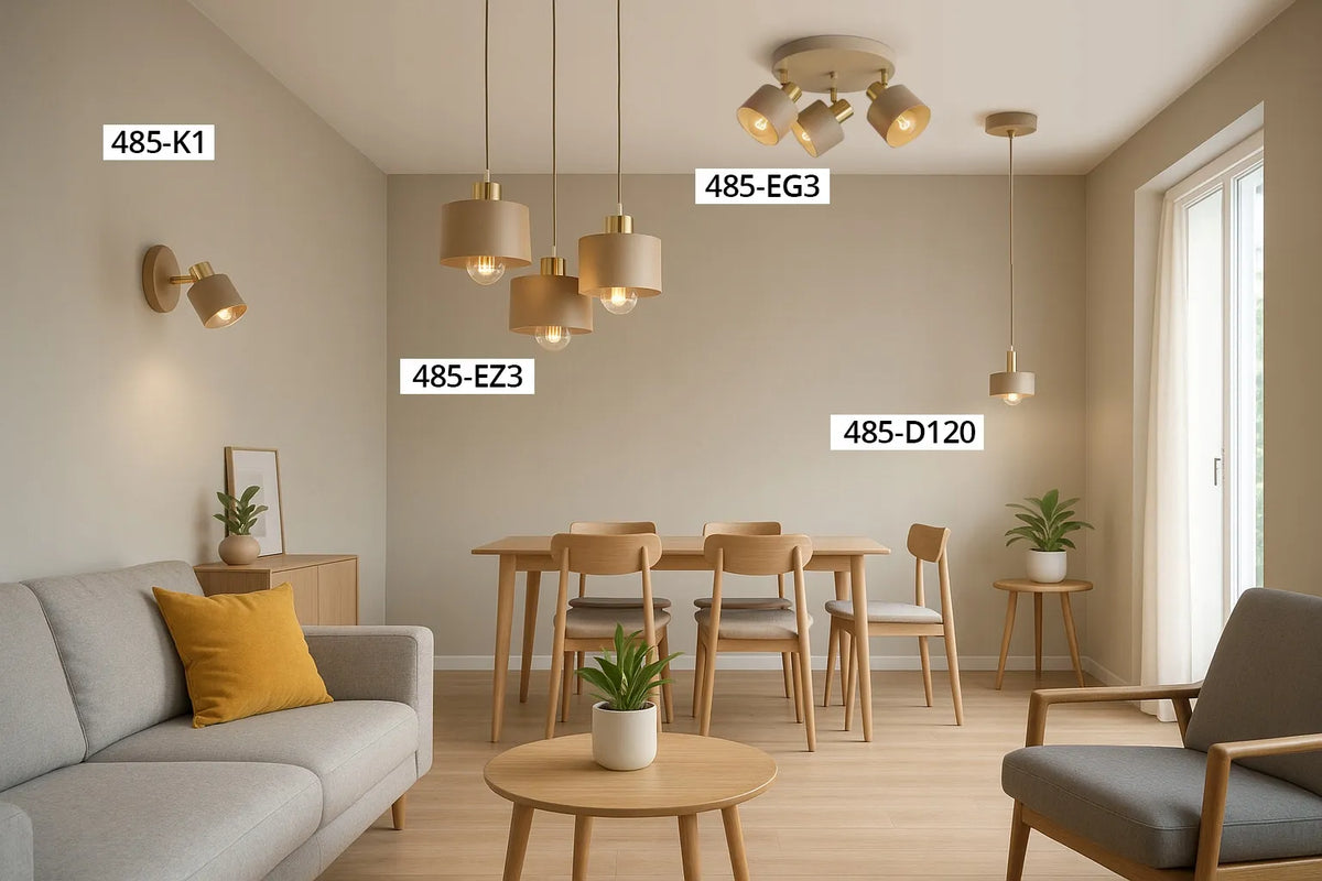 Kabantis lubinis šviestuvas, sietynas, kašmyro ecru smėlio spalvos, 485-EZ3, svetainei virš stalo, LED