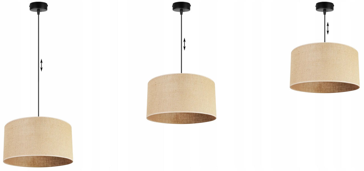 Kabantis lubinis šviestuvas su vienu šviesos šaltiniu ir boho stiliaus medžiaginiu gaubtu JUTA, 35 cm, Light Home