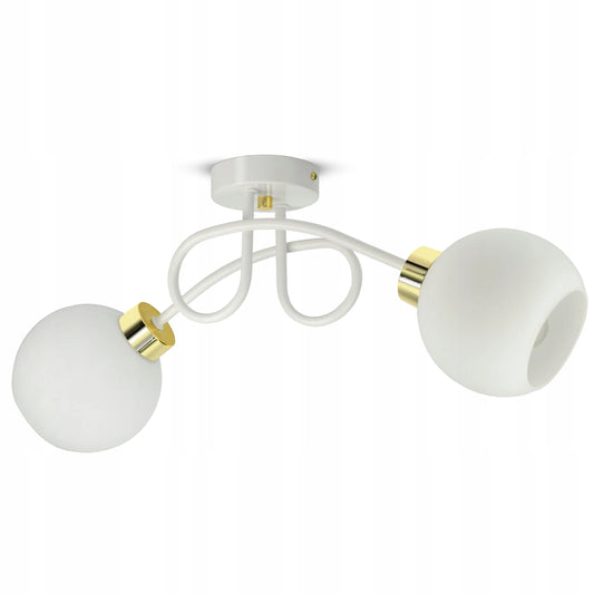 Kabantis lubinis šviestuvas „White Glass“ PE2 su baltais stikliniais gaubtais, LED E27