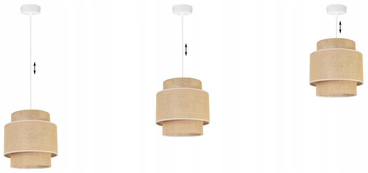 Kabantysis lubinis šviestuvas „Light Home“ BOHO 2458/1 su viengubu džiuto audinio gaubtu, modernus