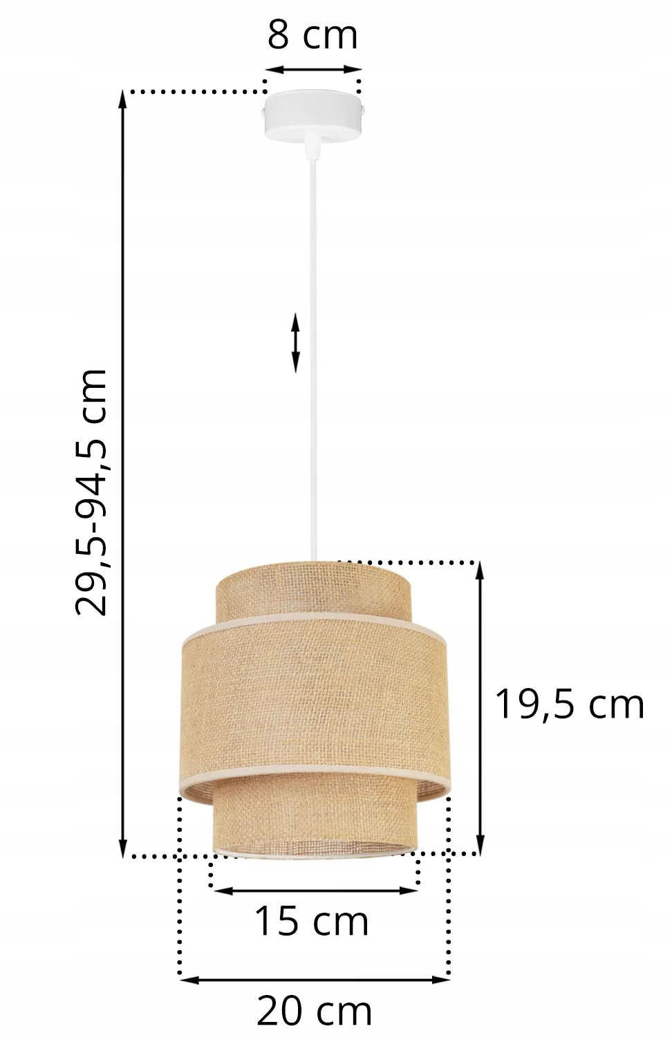 Kabantysis lubinis šviestuvas „Light Home“ BOHO 2458/1 su viengubu džiuto audinio gaubtu, modernus