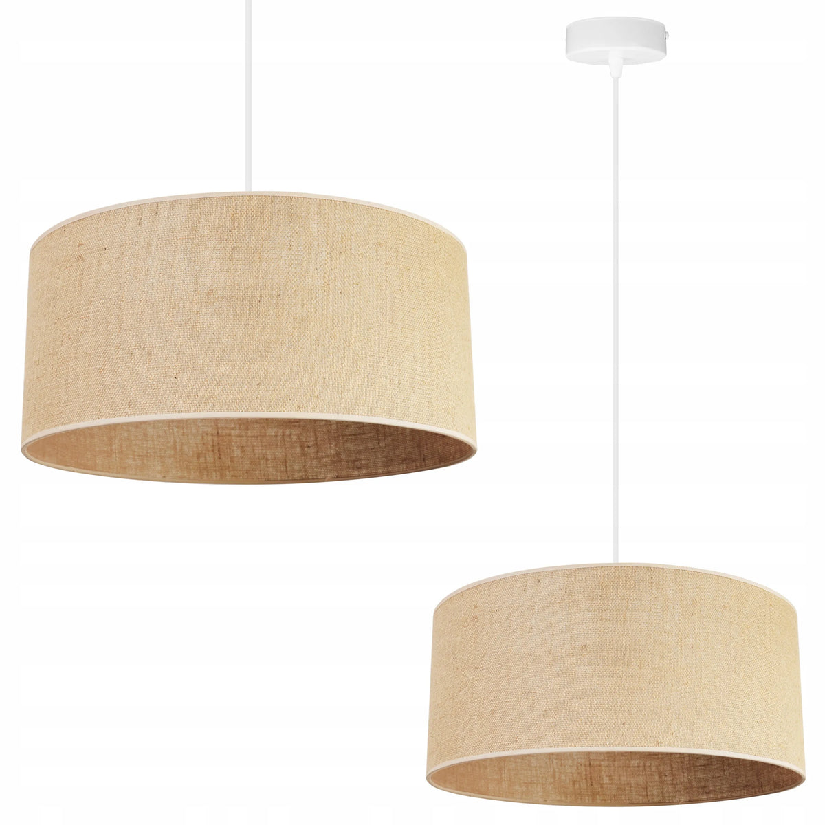 Kabantysis lubinis šviestuvas „Light Home“ JUTA 2450/40, vieno šviesos šaltinio, apvalus smėlio spalvos medžiaginis gaubtas, 40 cm