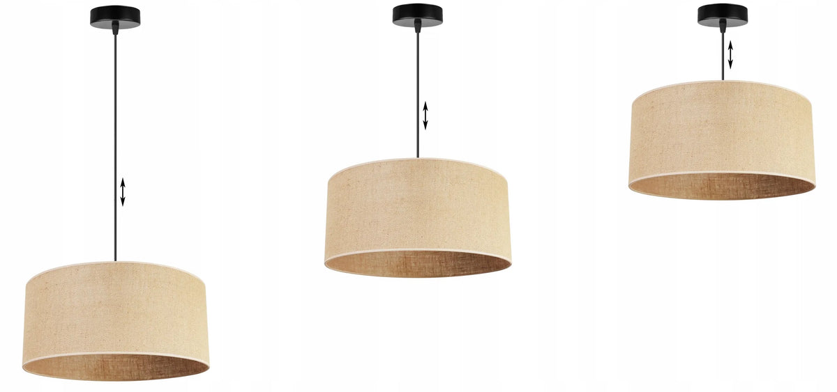 Kabantysis lubinis šviestuvas „Light Home“ JUTA 2450/40, vieno šviesos šaltinio, apvalus smėlio spalvos medžiaginis gaubtas, 40 cm