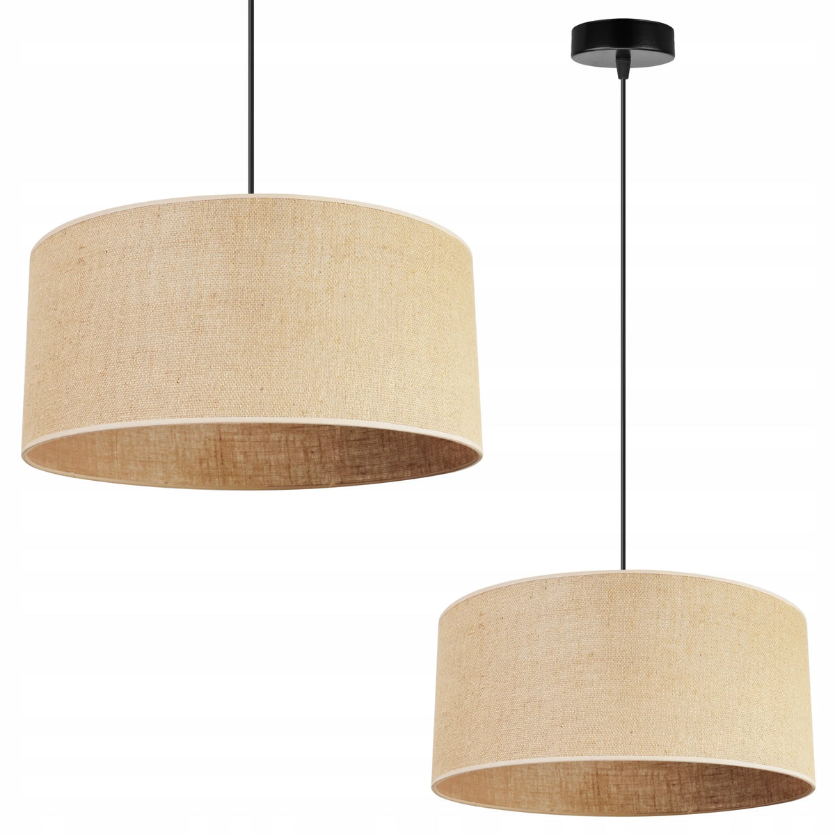 Kabantysis lubinis šviestuvas „Light Home“ JUTA 2450/40, vieno šviesos šaltinio, apvalus smėlio spalvos medžiaginis gaubtas, 40 cm