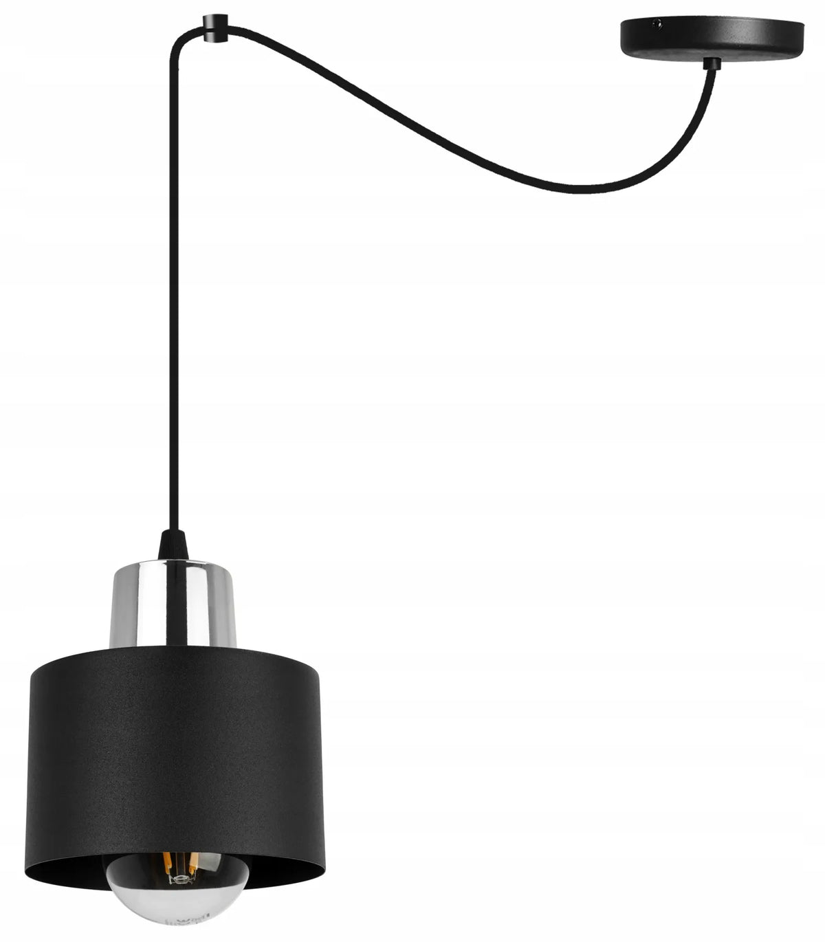 Kabantysis lubinis šviestuvas „Light Home“ PANTA SPIDER 2004/1, viengubas, juodas, sidabrinis, loft stiliaus metalinis gaubtas