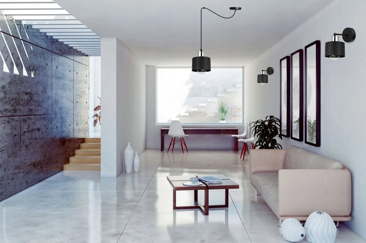 Kabantysis lubinis šviestuvas „Light Home“ PANTA SPIDER 2004/1, viengubas, juodas, sidabrinis, loft stiliaus metalinis gaubtas
