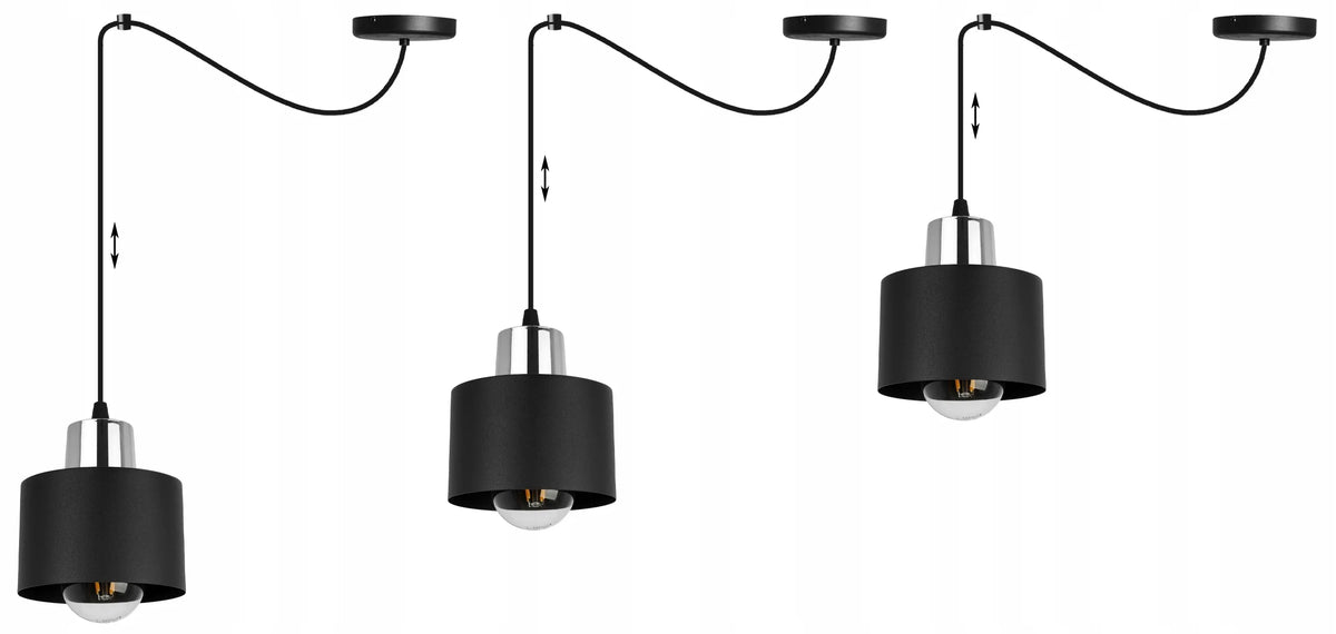Kabantysis lubinis šviestuvas „Light Home“ PANTA SPIDER 2004/1, viengubas, juodas, sidabrinis, loft stiliaus metalinis gaubtas