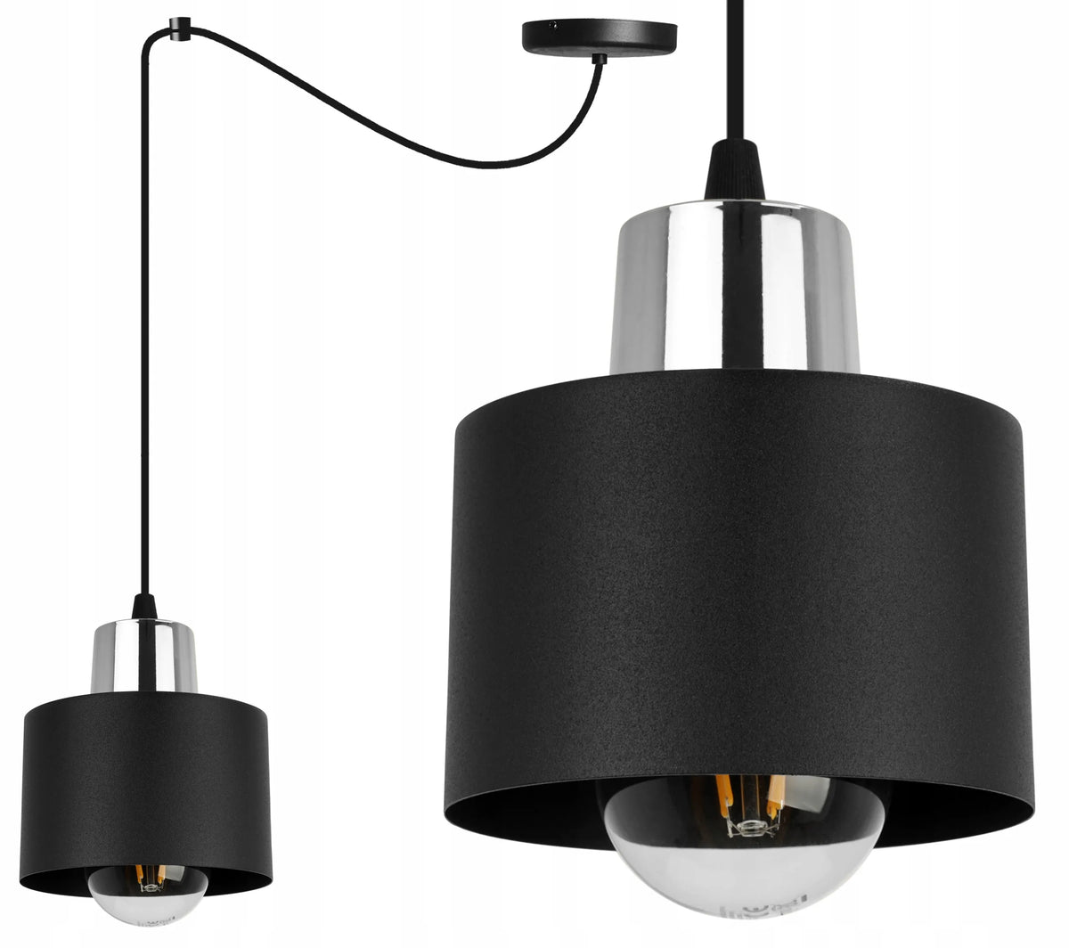 Kabantysis lubinis šviestuvas „Light Home“ PANTA SPIDER 2004/1, viengubas, juodas, sidabrinis, loft stiliaus metalinis gaubtas