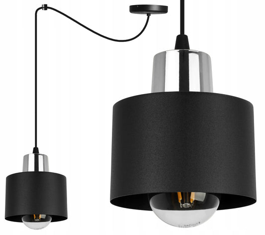 Kabantysis lubinis šviestuvas „Light Home“ PANTA SPIDER 2004/1, viengubas, juodas, sidabrinis, loft stiliaus metalinis gaubtas