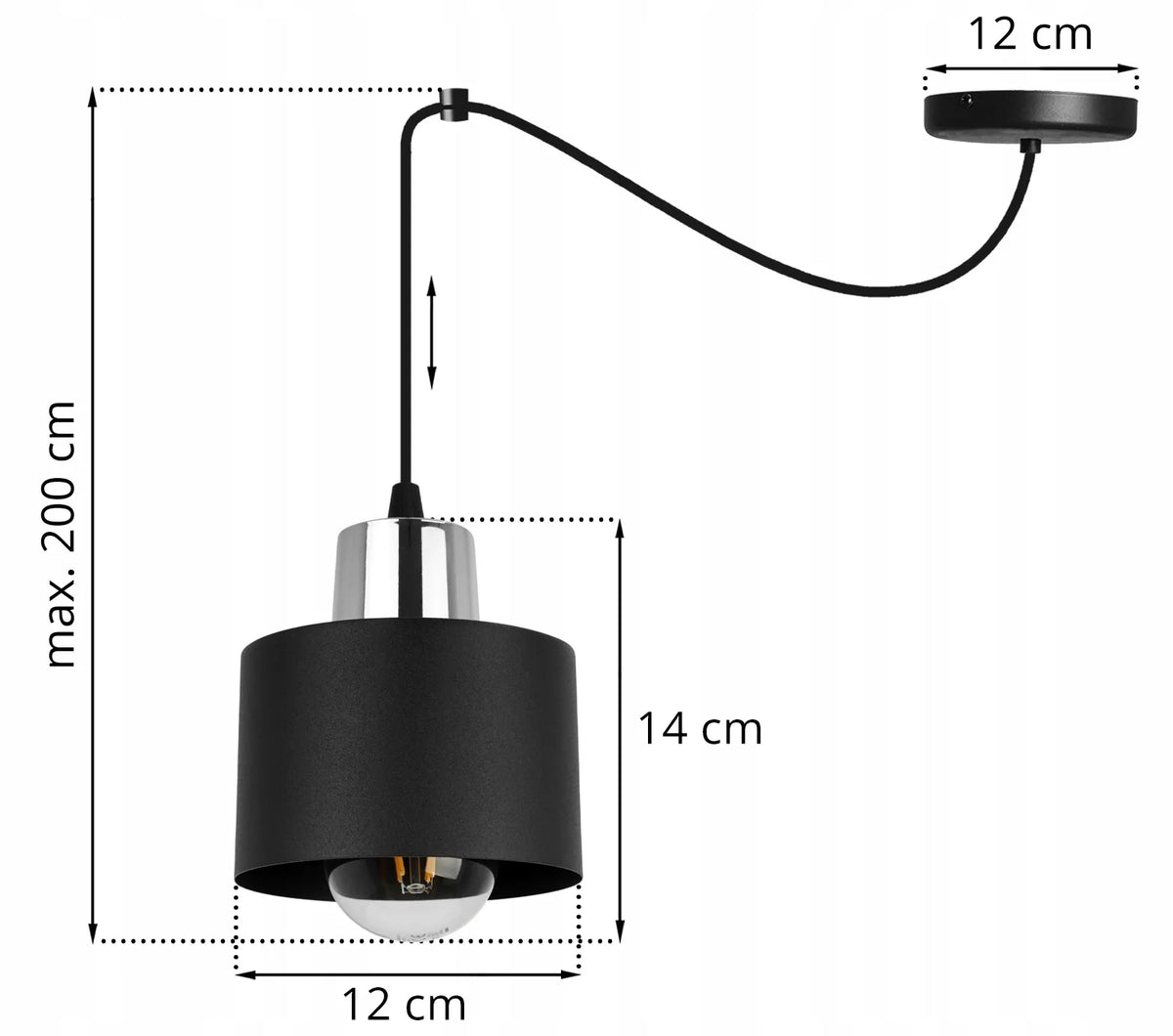 Kabantysis lubinis šviestuvas „Light Home“ PANTA SPIDER 2004/1, viengubas, juodas, sidabrinis, loft stiliaus metalinis gaubtas