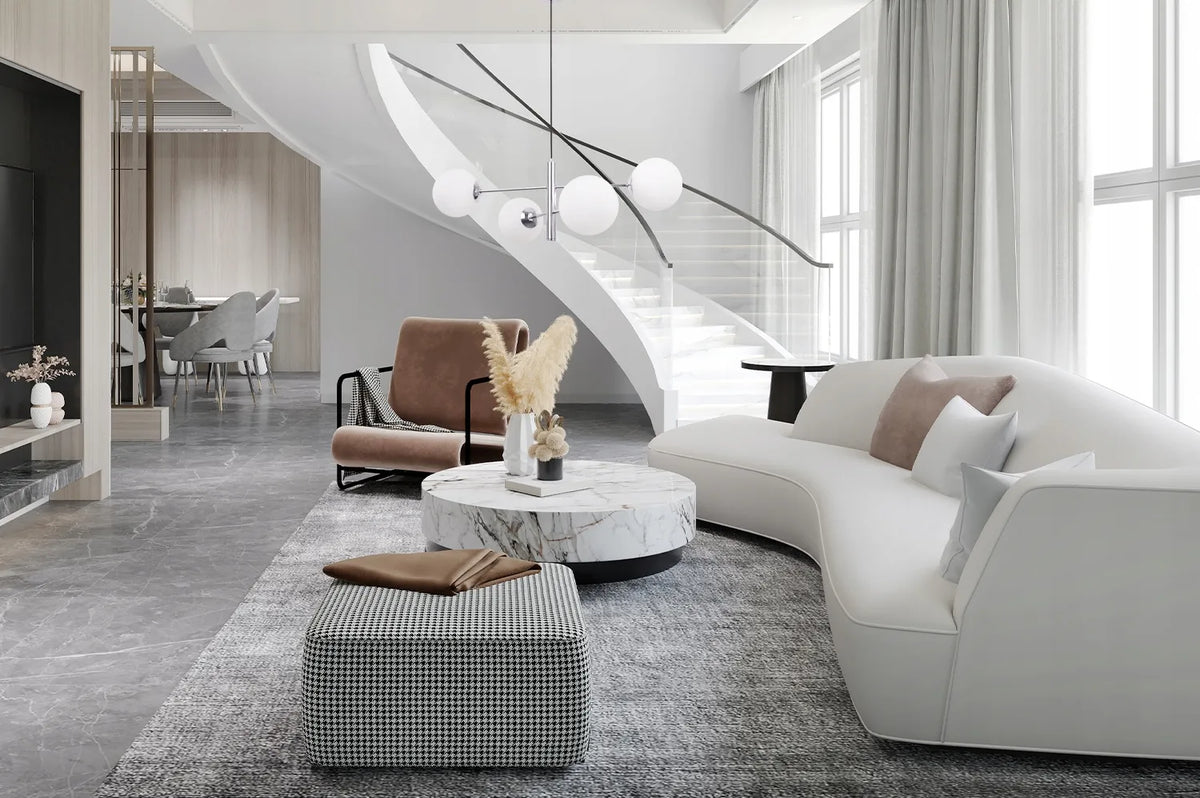Kabantysis lubinis šviestuvas „Light Home“ VICENZA – „Glamour“ ir lofto stiliaus sietynas su rutulio formos gaubtais svetainei, miegamajam ir valgomajam