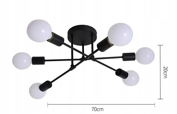 Kabantysis lubinis šviestuvas, plafonas, sietynas su 6 šviesos taškais ASTER Krislamp