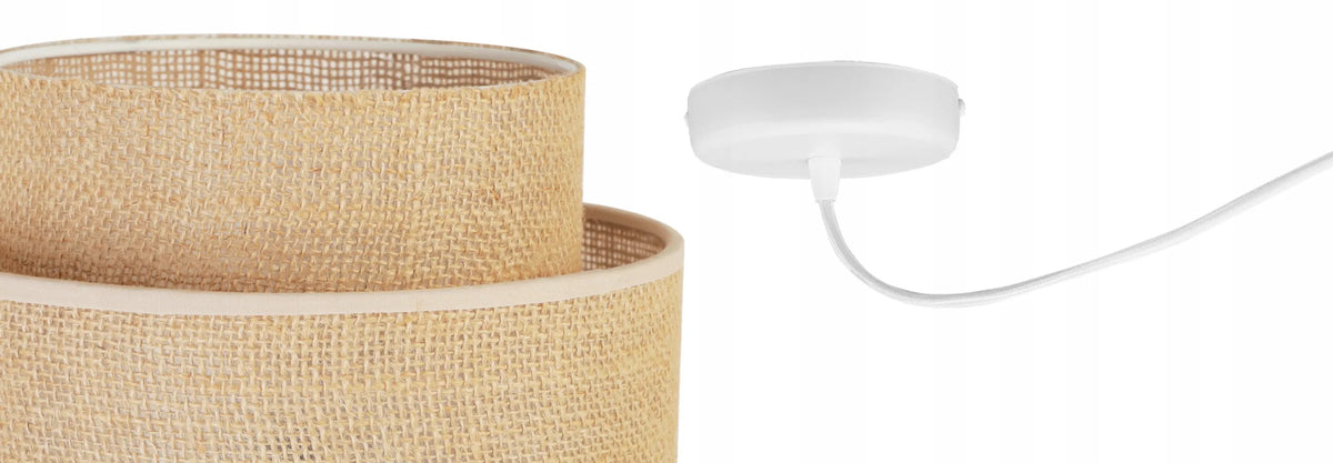 Kabantysis lubinis šviestuvas SPIDER BOHO 2458/1, viengubas, loft, su boho stiliaus džiuto gaubtu