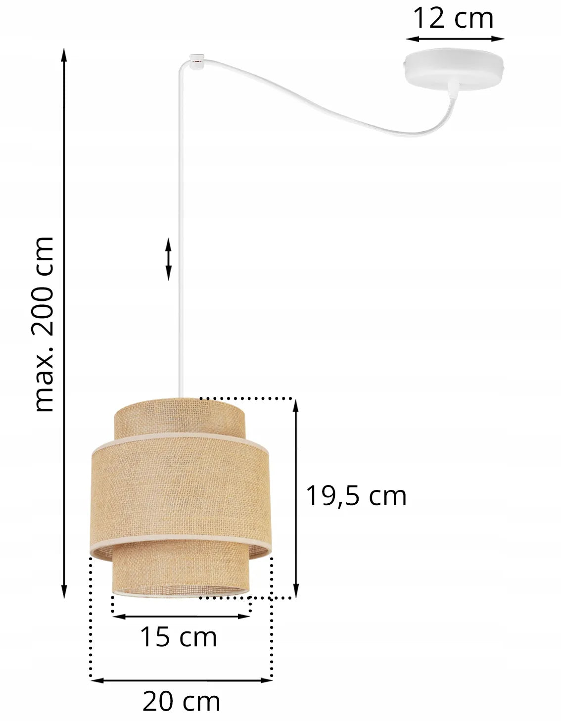 Kabantysis lubinis šviestuvas SPIDER BOHO 2458/1, viengubas, loft, su boho stiliaus džiuto gaubtu