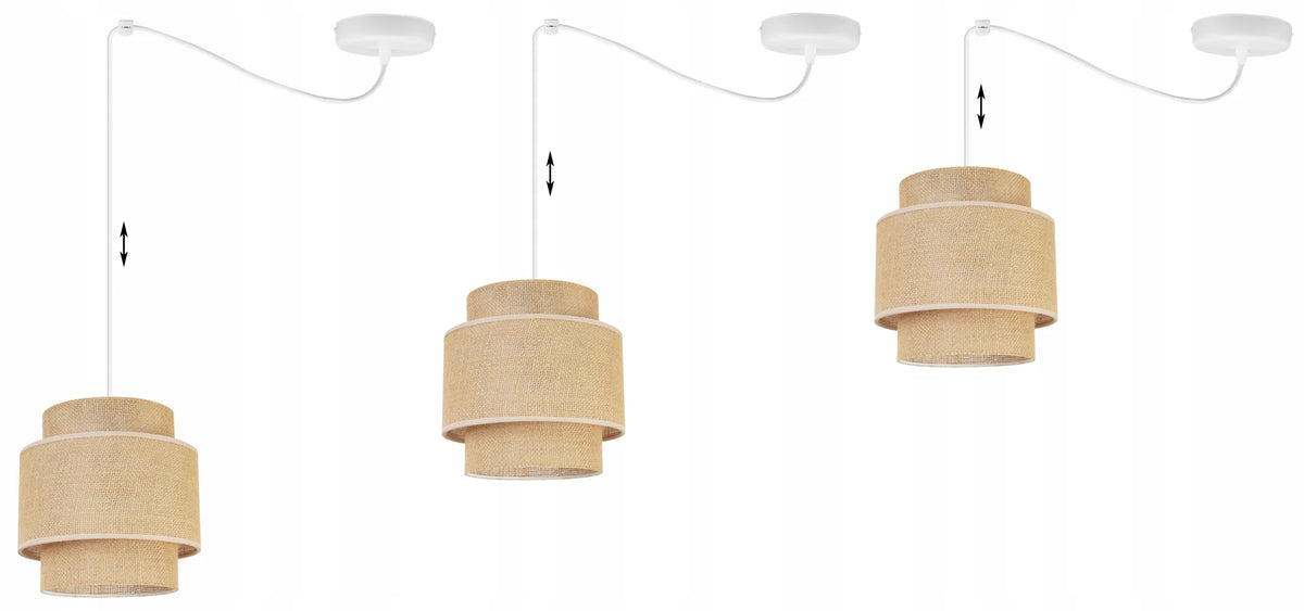 Kabantysis lubinis šviestuvas SPIDER BOHO 2458/1, viengubas, loft, su boho stiliaus džiuto gaubtu