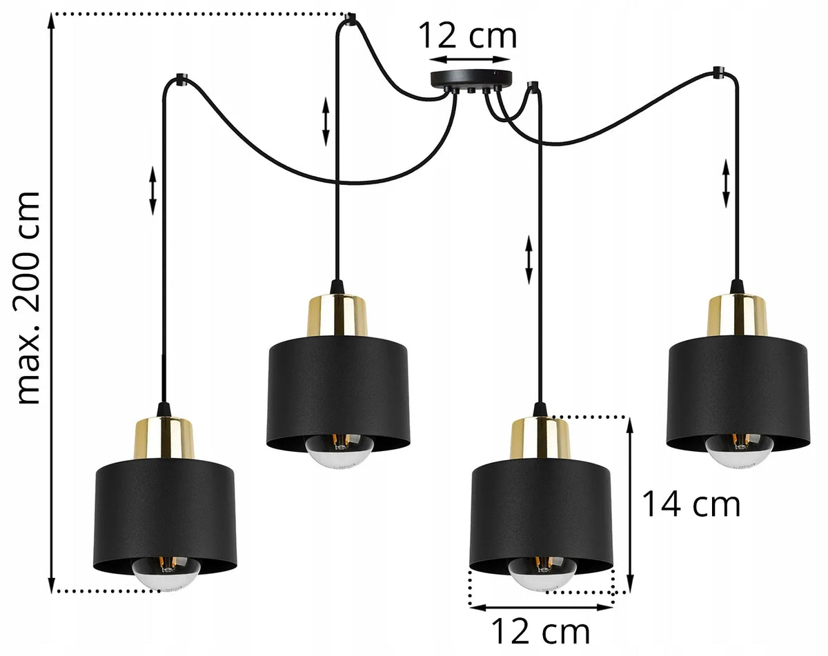 Kabantysis lubinis šviestuvas „Spider Panta“ – juodas, modernus, metalinis, lofto stiliaus