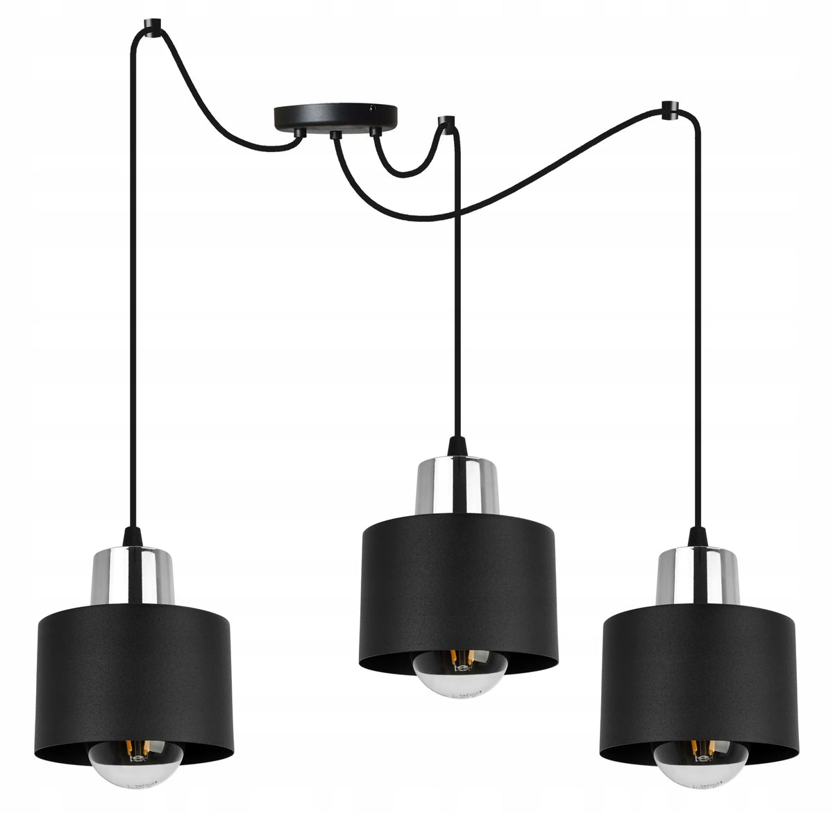 Kabantysis lubinis šviestuvas „Spider“ – trigubas juodas metalinis lofto stiliaus šviestuvas Light Home PANTA 2004/3