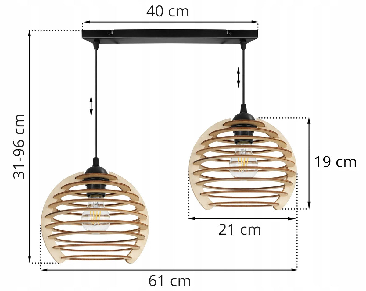 Kabantysis medinis lubinis šviestuvas „Timber“ – modernus boho stiliaus šviestuvas valgomajam