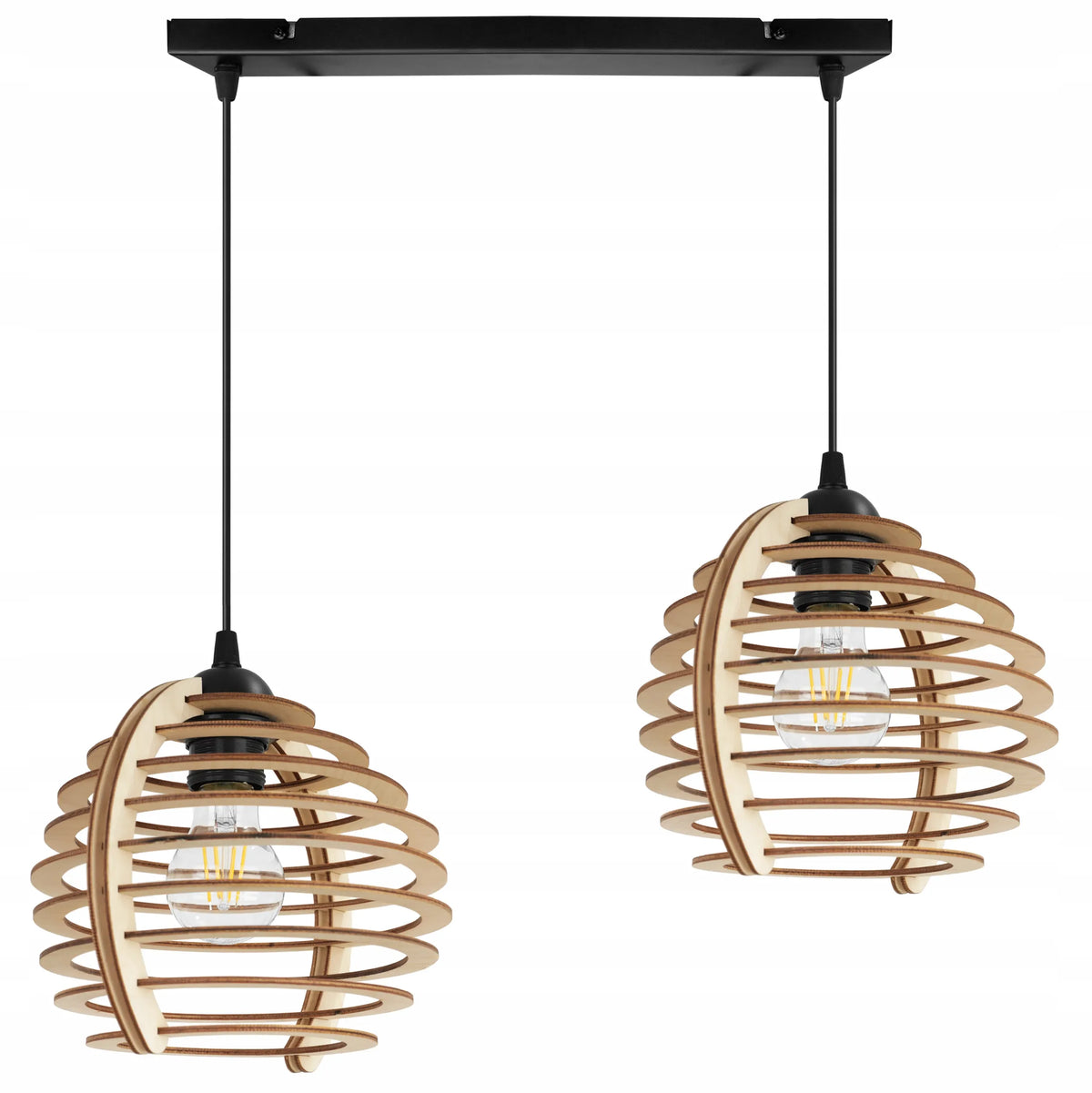 Kabantysis medinis lubinis šviestuvas „Timber“ – modernus boho stiliaus šviestuvas valgomajam