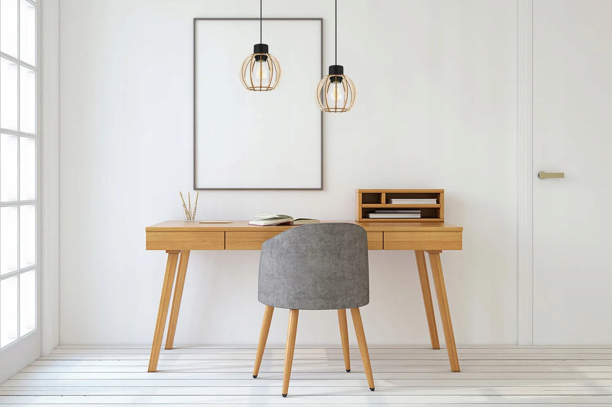 Kabantysis medinis lubinis šviestuvas „TIMBER“ – modernus boho stiliaus šviestuvas virtuvei