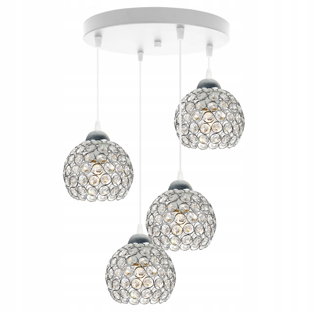Kabantysis šviestuvas „CRYSTAL“ GLAMOUR, chromo ir baltos spalvos, modernus, su blizgančiais kristalais