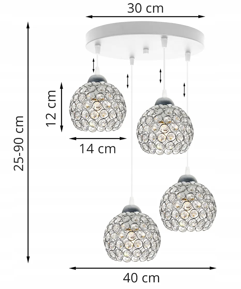 Kabantysis šviestuvas „CRYSTAL“ GLAMOUR, chromo ir baltos spalvos, modernus, su blizgančiais kristalais